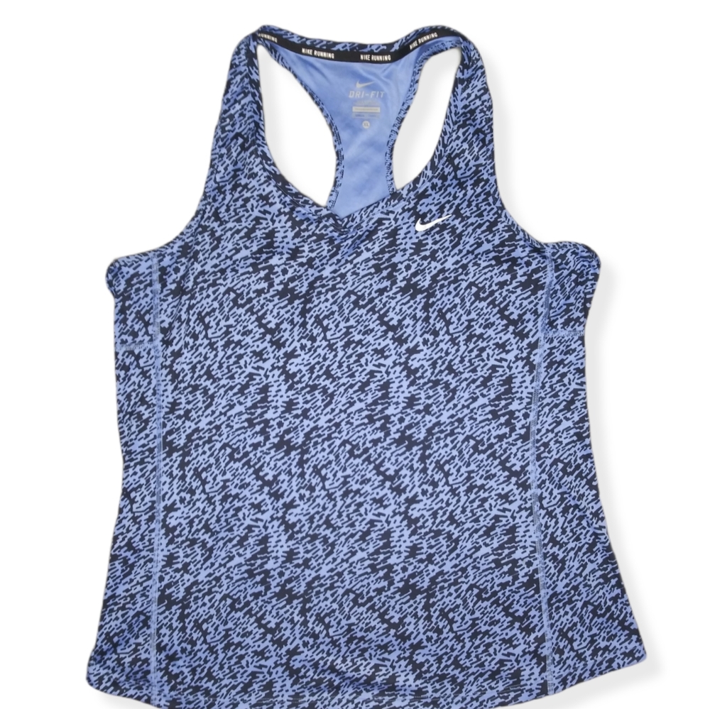 Nike Dri-FiT running racerback tank XL black blue